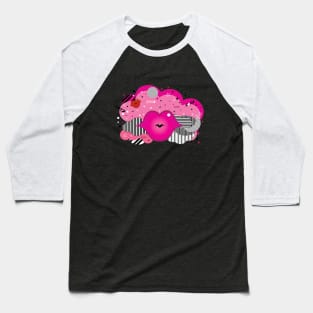 Rose Big Lips Abstract Design Baseball T-Shirt